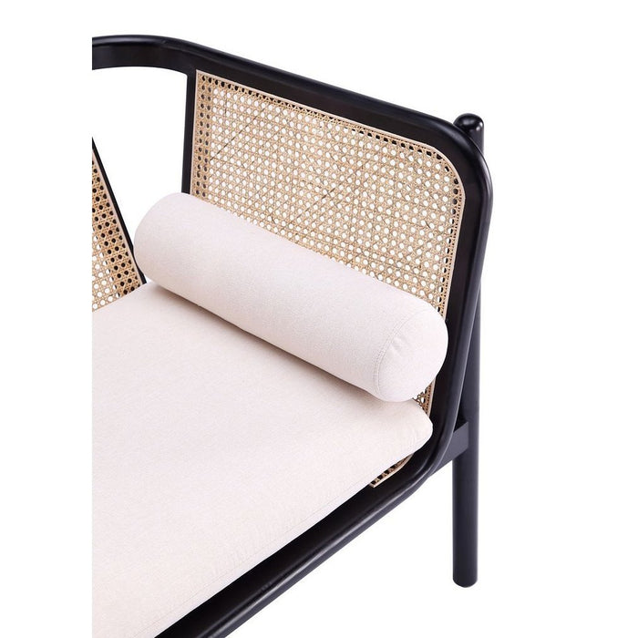 Manhattan Comfort Versailles Accent Chair in Black, Natural Cane and Cream