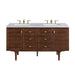 Amberly 60" Double Vanity, Mid-Century Walnut w/ 3 CM Carrara Marble Top