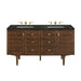 Amberly 60" Double Vanity, Mid-Century Walnut, w/ 3 CM Phantome Eclos Top