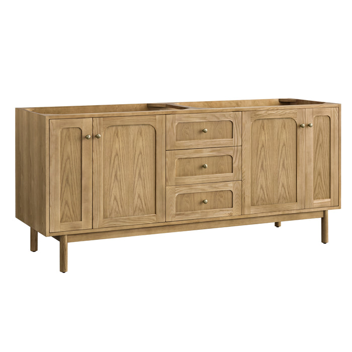 Laurent 72" Double Vanity, Light Natural Oak w/ 3 CM Parisien Bleu Top