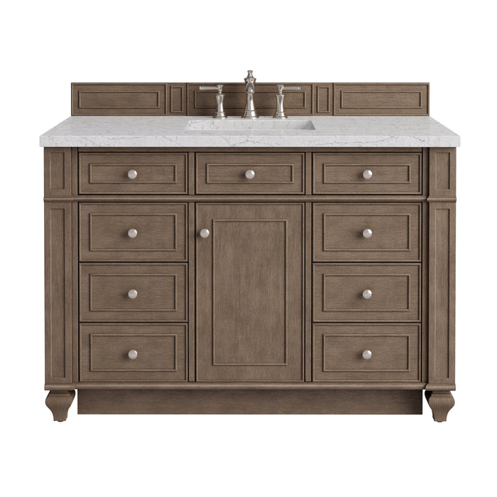 Bristol 48" Single Vanity, Saddle Brown, w/ 3 CM Tajnar Eclos Top w/FreePower Wireless Charger