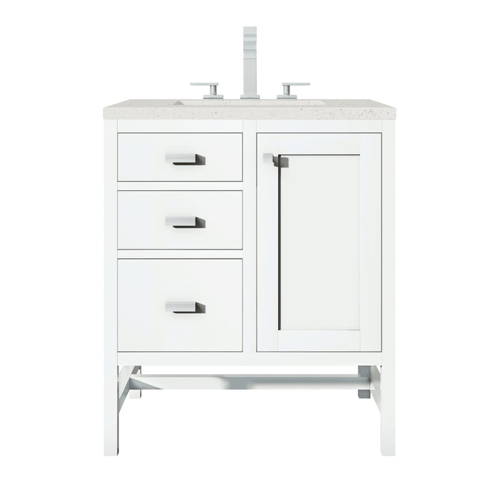 Addison 30" Single Vanity, Glossy White w/ 3 CM Lime Delight Silestone Top
