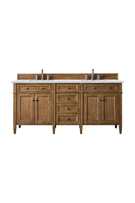 Brittany 72" Double Vanity, Saddle Brown, w/ 3 CM Tajnar Eclos Top