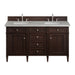 Brittany 60" Double Vanity, Burnished Mahogany, w/ 3 CM Siberian Silestone Top