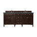 Brittany 72" Double Vanity, Burnished Mahogany w/ 3 CM Eternal Jasmine Pearl Silestone Top w/FreePower Wireless Charger