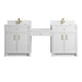Bellshire 84" Dual Vanity Set with 24" Make-Up Counter, Bright White w/Single Hole 3 cm White Zeus Silestone Top & Backsplash