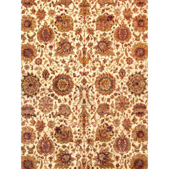 Pasargad Home Crown Jewel Agra Collection Hand-Knotted Lamb's Wool Area Rug-12' 2" X 16' 4", Beige/Red PH-257 12X16
