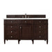 Brittany 60" Single Vanity, Burnished Mahogany w/ 3 CM Victorian Silver Silestone Top