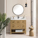 James Martin Breckenridge 36" Single Bathroom Vanity in Light Natural Oak, shown in a bathroom setting