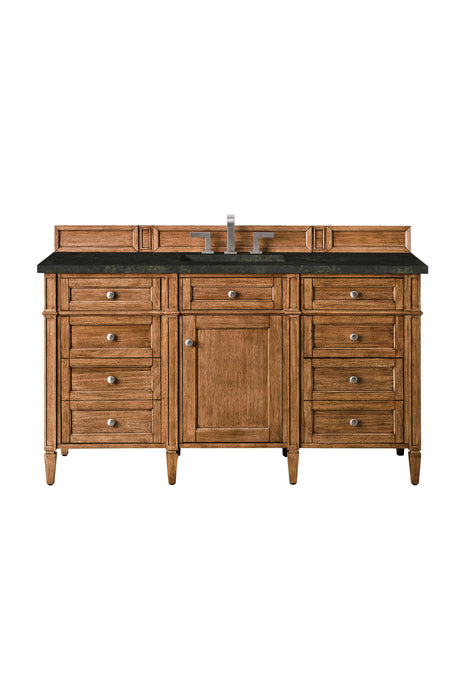 Brittany 60" Single Vanity, Saddle Brown w/ 3 CM Carrara Marble Top