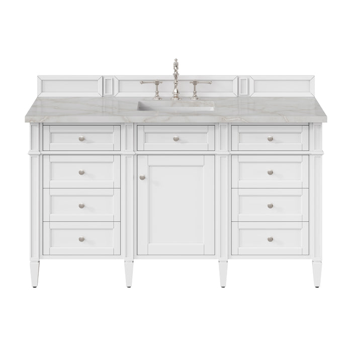 Brittany 60" Single Vanity, Victory Blue w/ 3 CM Ethereal Noctis Silestone Top w/FreePower Wireless Charger