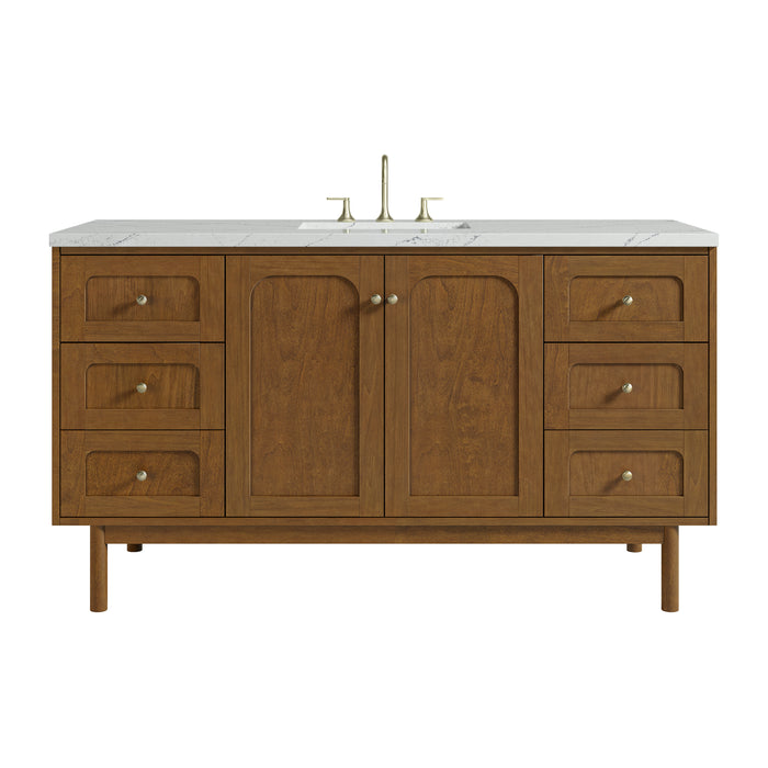 Laurent 60" Single Vanity, Honey Oak w/ 3 CM Ethereal Noctis Silestone Top