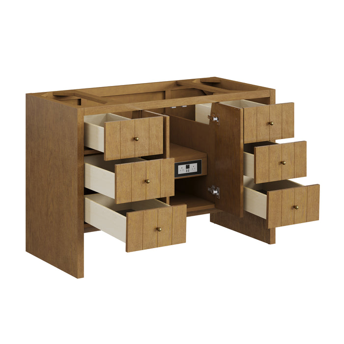 Hudson 48" Single Vanity, Light Natural Oak, w/ 3 CM Tajnar Eclos Top
