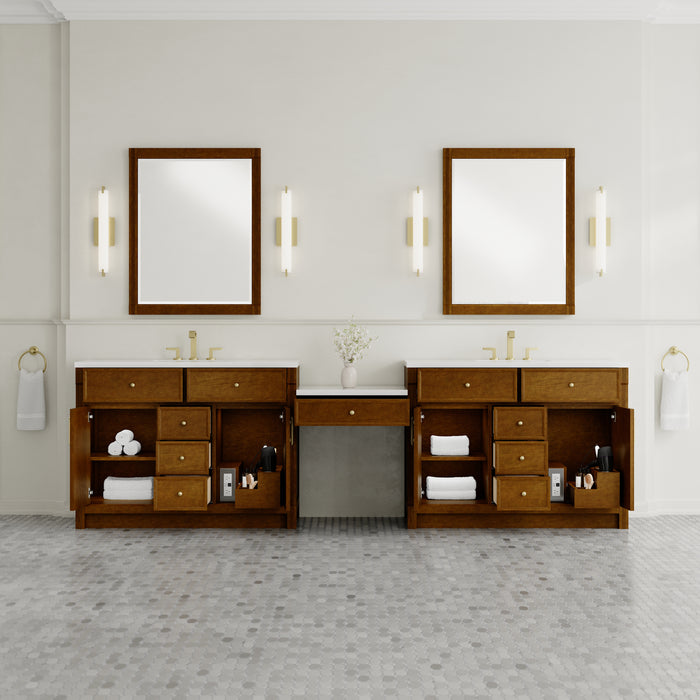 James Martin Vanities Bellshire 120" Dual Vanity Set with 24" Make-Up Counter