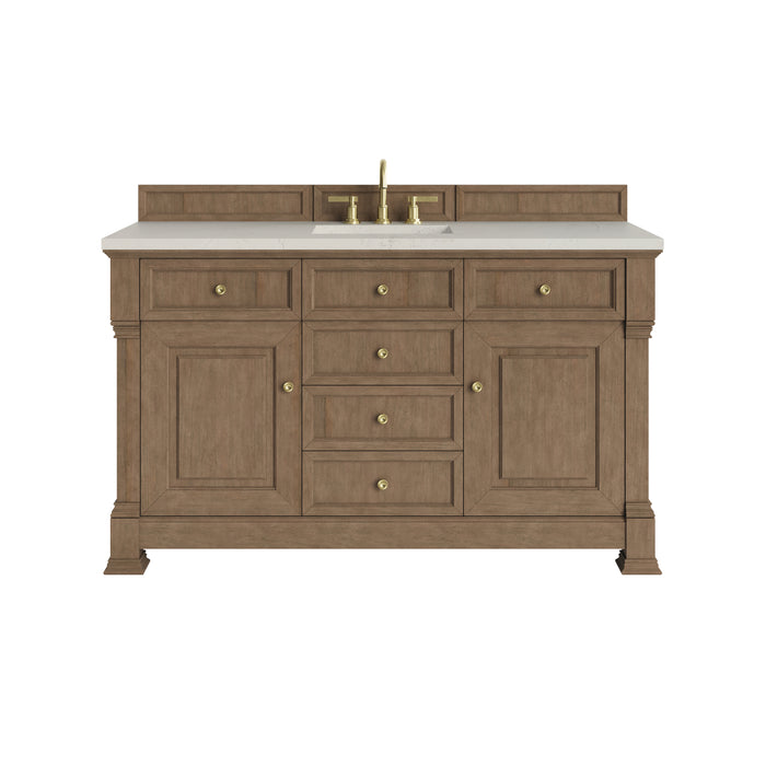 Brookfield 60" Single Vanity, Honey Oak, w/ 3 CM Siberian Silestone Top w/FreePower Wireless Charger