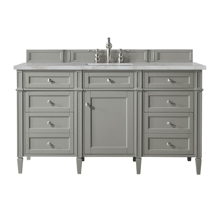 Brittany 60" Single Vanity, Urban Gray w/ 3 CM Carrara Marble Top