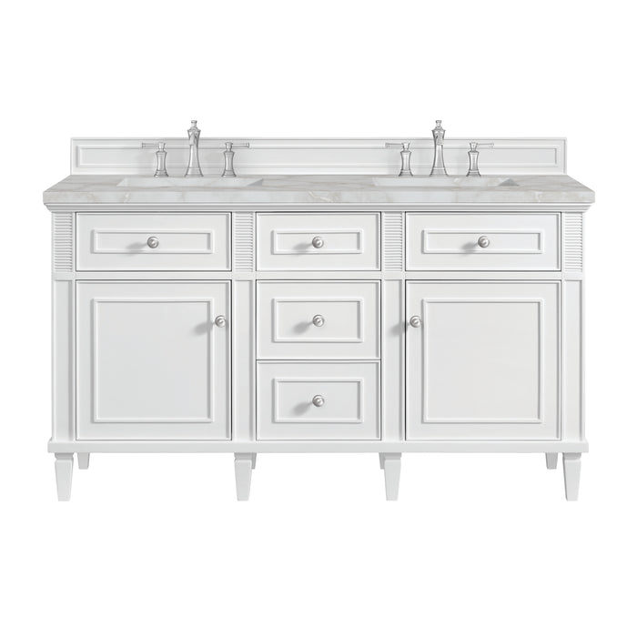 Lorelai 60" Double Vanity, Bright White w/ 3 CM Ethereal Noctis Silestone Top