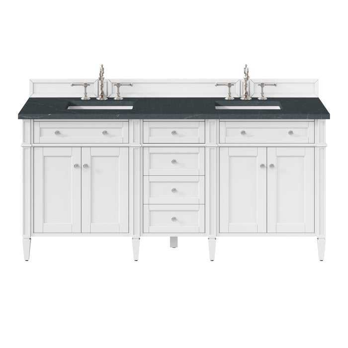Brittany 72" Double Vanity, Victory Blue w/ 3 CM Eternal Jasmine Pearl Silestone Top