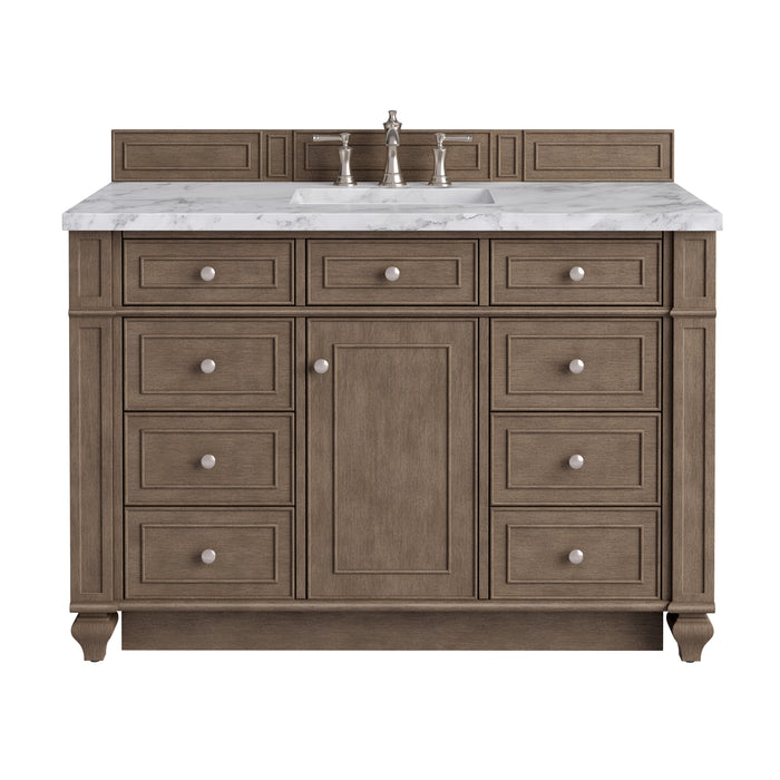 Bristol 48" Single Vanity, Saddle Brown w/ 3 CM White Zeus Silestone Top
