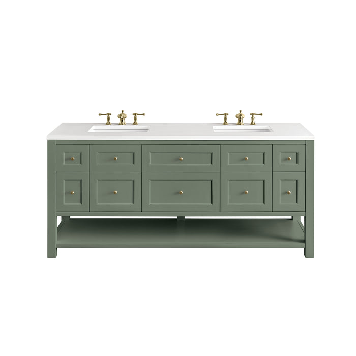 Breckenridge 72" Double Vanity, Light Natural Oak w/ 3 CM Victorian Silver Top w/FreePower Wireless Charger