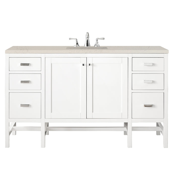 Addison 60" Single Vanity, Glossy White, w/ 3 CM Siberian Silestone Top
