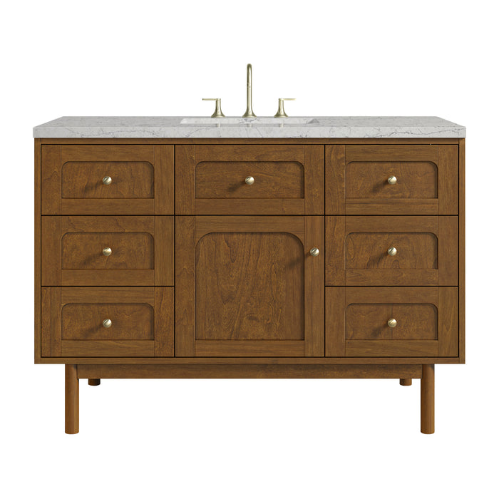 Laurent 48" Single Vanity, Honey Oak w/ 3 CM Eternal Jasmine Pearl Silestone Top