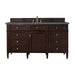 Brittany 60" Single Vanity, Burnished Mahogany w/ 3 CM Eternal Jasmine Pearl Silestone Top w/FreePower Wireless Charger