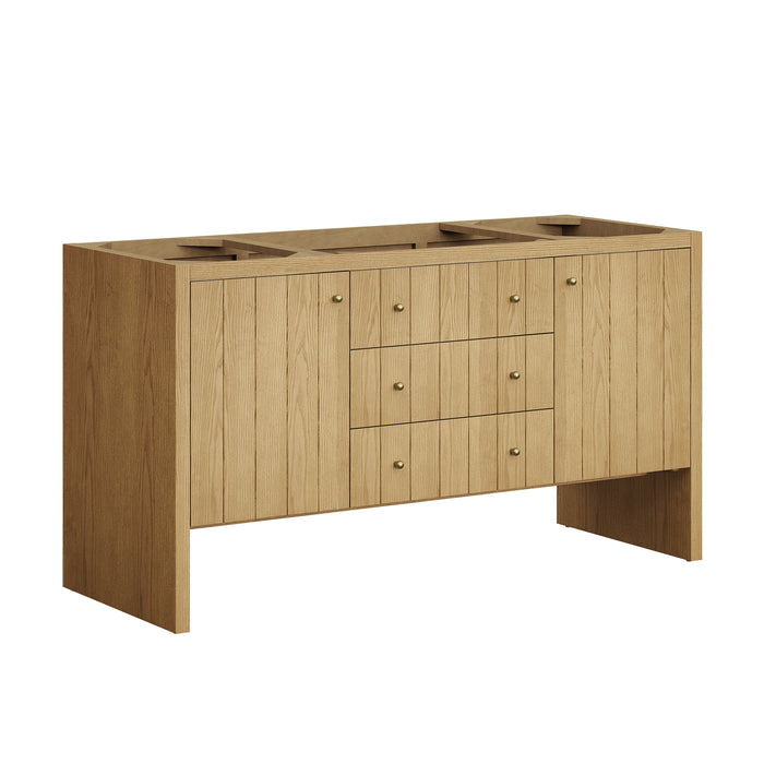 Hudson 60" Single Vanity, Honey Oak w/ 3 CM Eternal Jasmine Pearl Silestone Top w/FreePower Wireless Charger