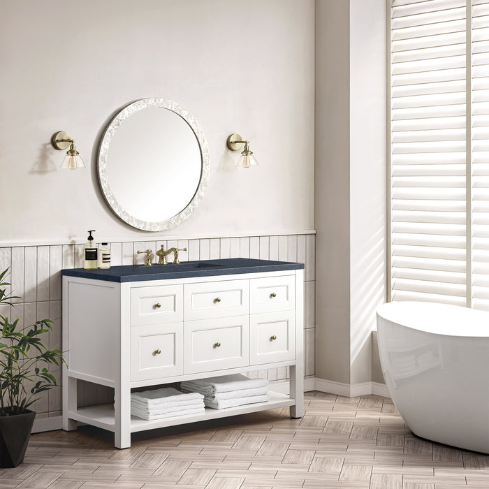 Breckenridge 48" Single Vanity, Serenity Blue, w/ 3 CM White Zeus Quartz Top