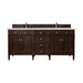Brittany 72" Double Vanity, Burnished Mahogany w/ 3 CM White Zeus Silestone Top