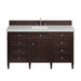 Brittany 60" Single Vanity, Burnished Mahogany w/ 3 CM Charcoal Soapstone Silestone Top