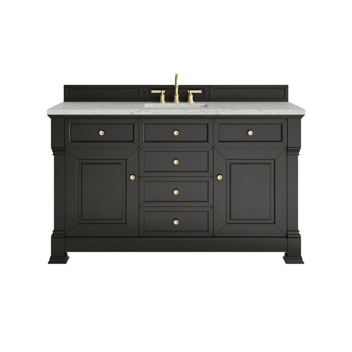 Brookfield 60" Single Vanity, Black Onyx w/3CM Eternal Jasmine Pearl Silestone Top