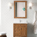 James Martin Brittany 30" Single Bathroom Vanity in Saddle Brown, shown in a bathroom setting