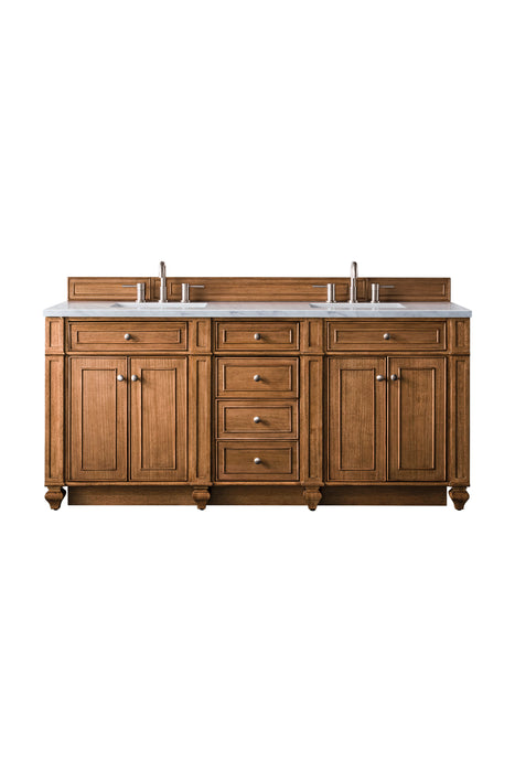 Bristol 72" Double Vanity, Saddle Brown w/ 3 CM Victorian Silver Silestone Top