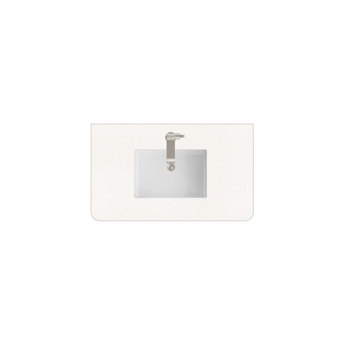 36" Single Radius Cut Top, 3 CM White Zeus Silestone w/ Sink
