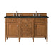 Brittany 60" Double Vanity, Saddle Brown w/ 3 CM Charcoal Soapstone Silestone Top