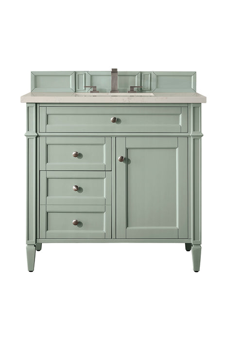 Brittany 36" Single Vanity, Sage Green, w/ 3 CM Siberian Silestone Top