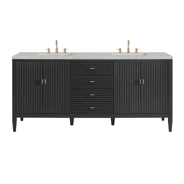 Myrrin 72" Vanity, Bright White, w/ 3 CM Siberian Silestone Top w/FreePower Wireless Charger