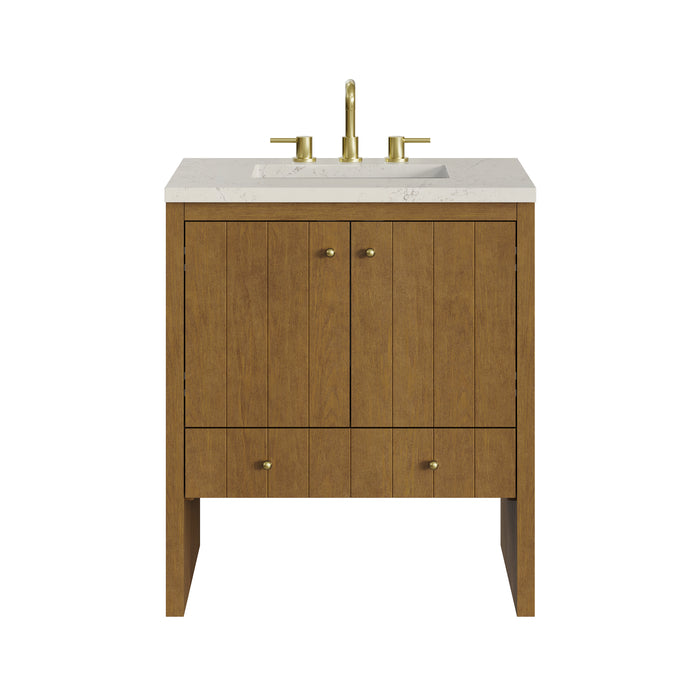 Hudson 30" Single Vanity, Honey Oak w/ 3 CM Siberian Silestone Top
