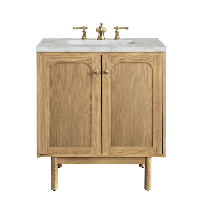 Laurent 30" Single Vanity, Light Natural Oak w/ 3 CM Victorian Silver Top