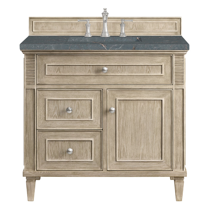 Lorelai 36" Single Vanity, Whitewashed Oak w/ 3 CM Parisien Bleu Silestone Top