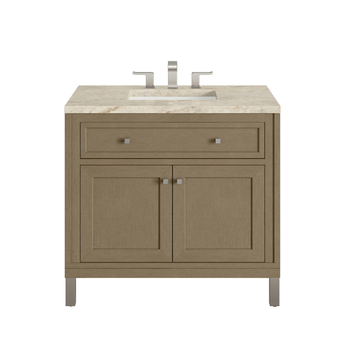 Chicago 36" Single Vanity, Walnut Whisper, w/ 3 CM Tajnar Eclos Top