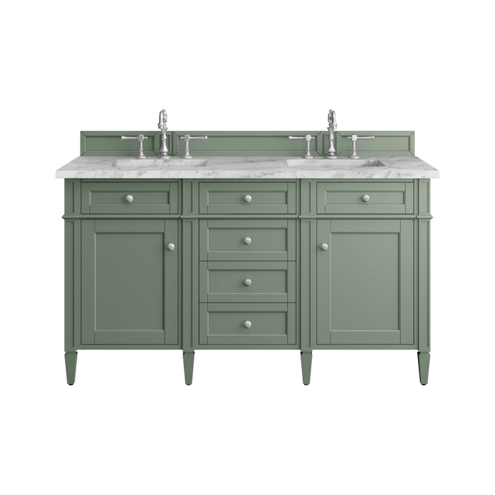 Brittany 60" Double Vanity, Saddle Brown w/ 3 CM Ethereal Noctis Silestone Top w/FreePower Wireless Charger