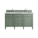 Brittany 60" Double Vanity, Saddle Brown w/ 3 CM Ethereal Noctis Silestone Top w/FreePower Wireless Charger