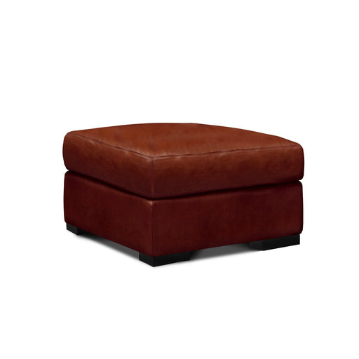 GTR Santiago Top Grain Leather Ottoman, Russet Brown