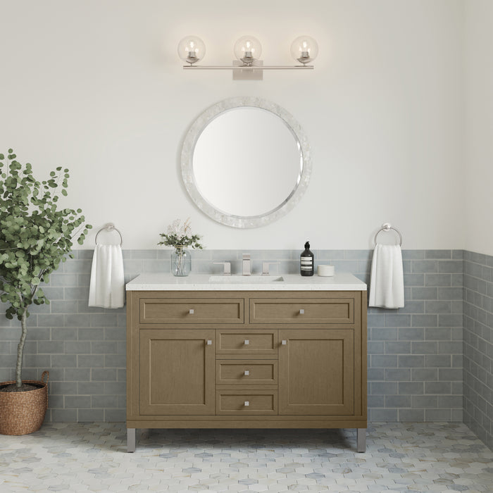 James Martin Chicago 48" Single Bathroom Vanity in Walnut Whisper, shown in a bathroom setting