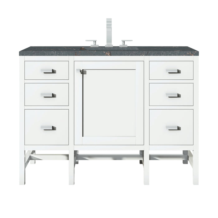 Addison 48" Single Vanity, Glossy White w/ 3 CM Parisien Bleu Silestone Top
