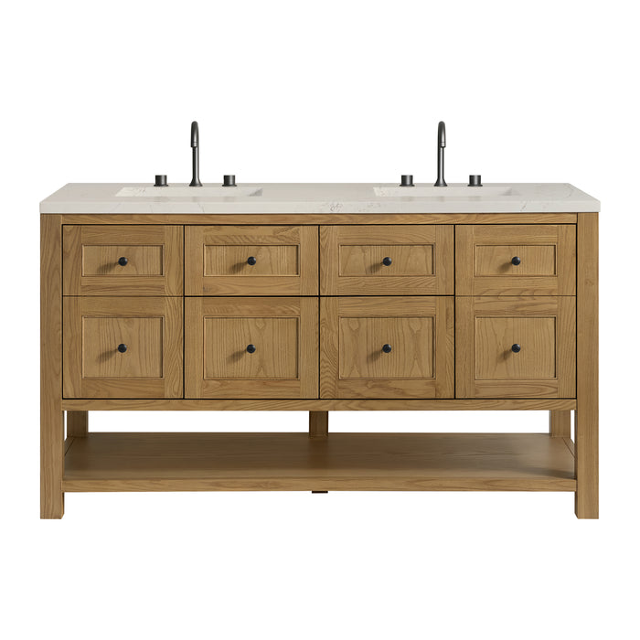 Breckenridge 60" Double Vanity, Light Natural Oak, w/ 3 CM Charcoal Soapstone Quartz Top