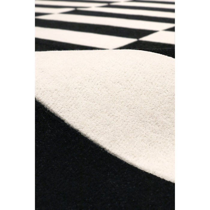 Pasargad Home Rodeo Collection Hand-Tufted White/Black Bsilk & Wool Area Rug- 8' 9" X 11' 9" PCC-04 9X12