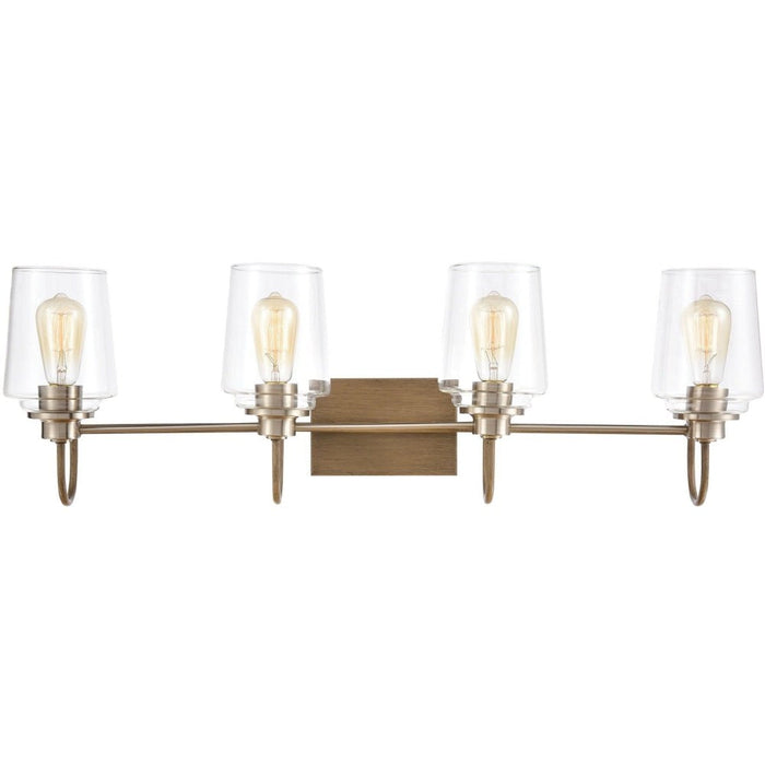 Bakersfield Light Wood, Satin Nickel Vanity Light